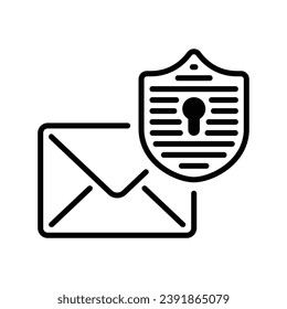 Line style Icon design for Email and Shield with Keyhole