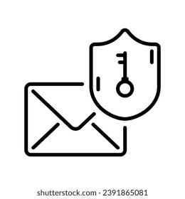Line style Icon design for email and lock shield