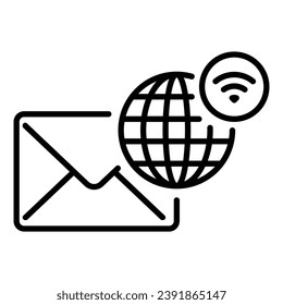 Zeilenstil-Icon-Design mit Internet- und WLAN-Kreisbenachrichtigung