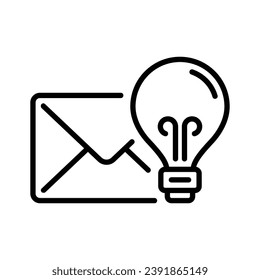 line style icon design of email and light bulb for idea and inspiration