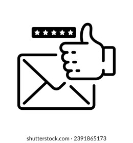 line style icon design of email and thumbs up emoji notification