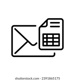 line style icon design of email with accounting finance data notes