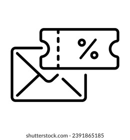 line style icon design of email notification to get tickets or discount vouchers and offers