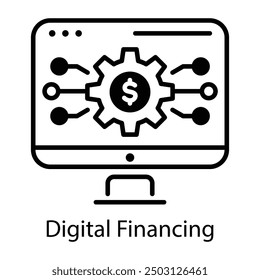 A line style icon of digital financing