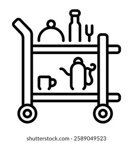 A line style icon of dinner trolley 