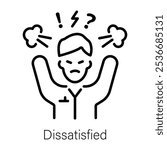 A line style icon of dissatisfied angry customer 