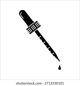 Icono de estilo de línea para un gotero en un laboratorio. Pipetear con un gotero de líquido médico. Prueba de gotero en un laboratorio de química científica para símbolos de Web y App. Ilustración vectorial. Diseño en un blanco 