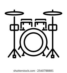 A line style icon of a drum set 