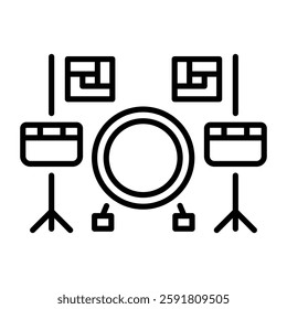 A line style icon of drum set 