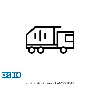 line style icon of dumper truck. vector illustration for graphic design, website, UI isolated on white background. EPS 10