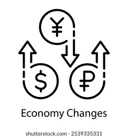 Un icono de estilo de línea de cambios de economía 