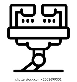 Line style icon of an electric train moving on rails, representing modern transportation and urban commuting
