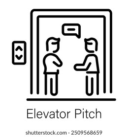 A line style icon of elevator pitch