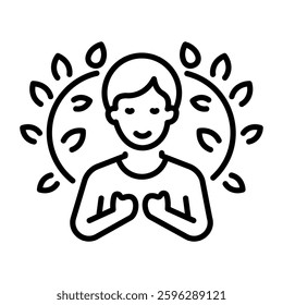 A line style icon of embracing woman 