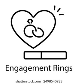 A line style icon of engagement rings 