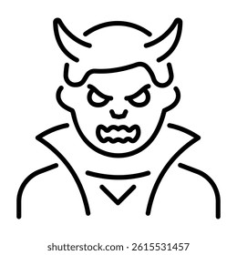 A line style icon of an evil character 
