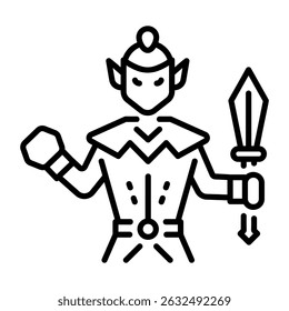 A line style icon of fantasy character