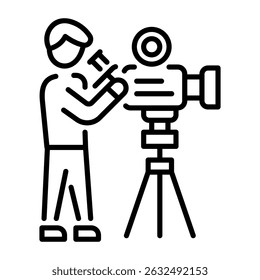 A line style icon of filming