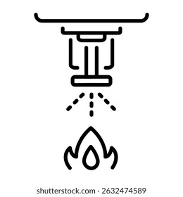 Um ícone de estilo de linha do sistema contra incêndios