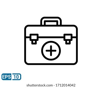 line style icon of first aid kit medical isolated on white background. Sign for graphic designer, website, UI. EPS 10