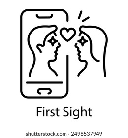 A line style icon of first sight love 