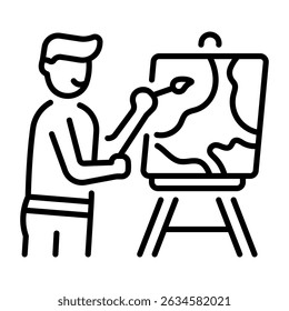 A line style icon of a french painter artist
