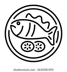 A line style icon of fried fish