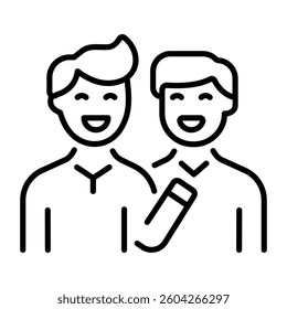 A line style icon of friends laughing together 
