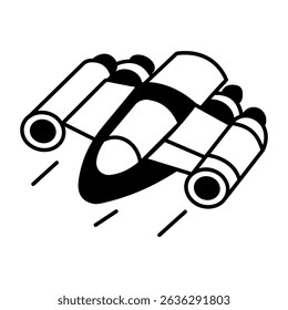 A line style icon of futuristic spacecraft
