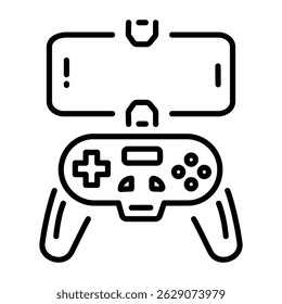 A line style icon of a gamepad controller 