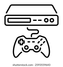 A line style icon of gaming console with a gamepad 