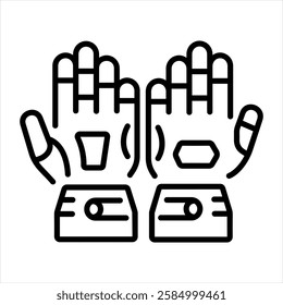 A line style icon of gaming gloves 