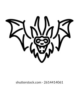 A line style icon of a gothic bat 