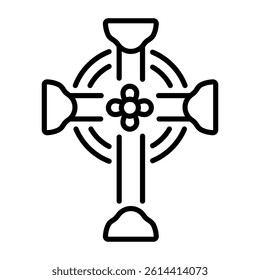 A line style icon of a gothic cross 