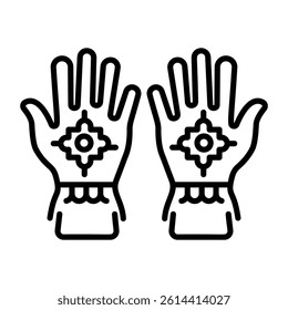A line style icon of gothic lace gloves 
