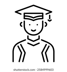 A line style icon of graduate student 