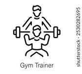 A line style icon of a gym trainer 