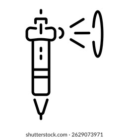 A line style icon of handheld pen projector gadget