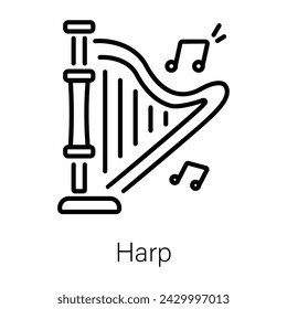 A line style icon of harp music 