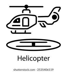 Um ícone de estilo de linha de helicóptero