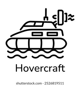 Um ícone de estilo de linha de hovercraft 