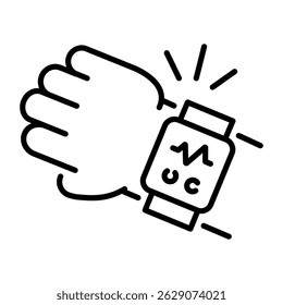 A line style icon of intelligent digital smartwatch