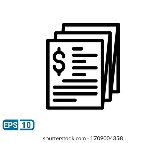 line style icon of Invoice, bill suitable for infographics, websites and print media and interfaces. EPS 10 