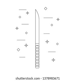 Line style icon of a knife. Samurai weapon. Ninja equipment. Logo, emblem. Clean and modern vector illustration for design, web.