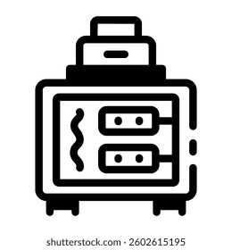 A line style icon of a lab desiccator machine 
