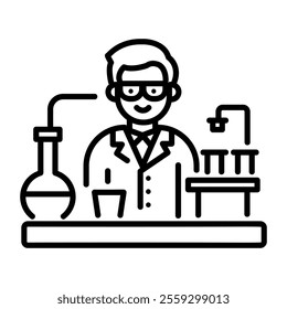 A line style icon of a lab technician 