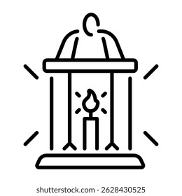 Un icono de estilo de línea de linterna