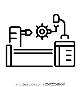 A line style icon of a lathe machine