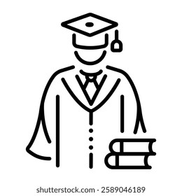 A line style icon of lawyer gown 