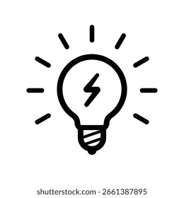 Line style icon of lightbulb representing idea, tips, and flash